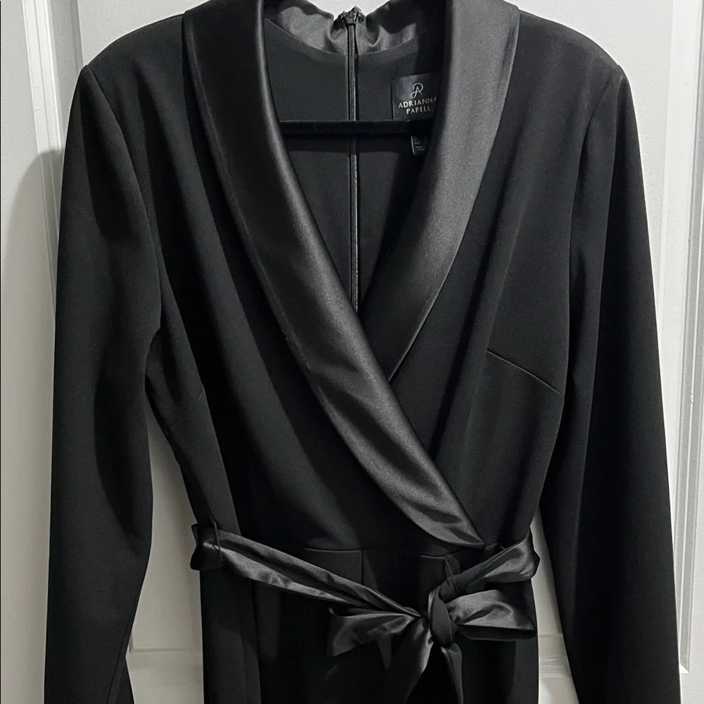 Adrianna Papell Black Tuxedo Jumpsuit - Picture 2 of 9